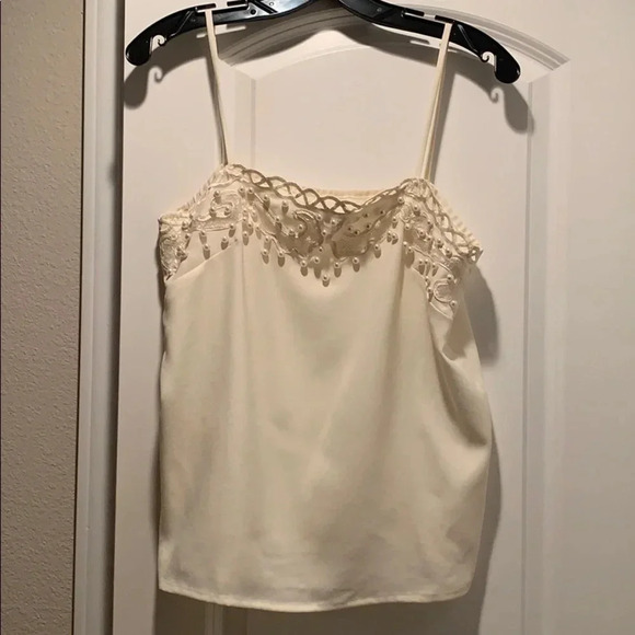 Alyce Paris Ivory White Pearl & Sequin Shell Top - Picture 5 of 8